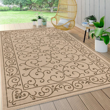 Charleston Vintage Filigree Textured Weave Indoor/outdoor Area Rug